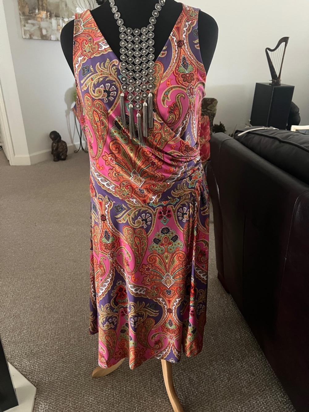 Sleeveless Paisley Wrap-Front Dress in Pink & Purple by Ralph Lauren